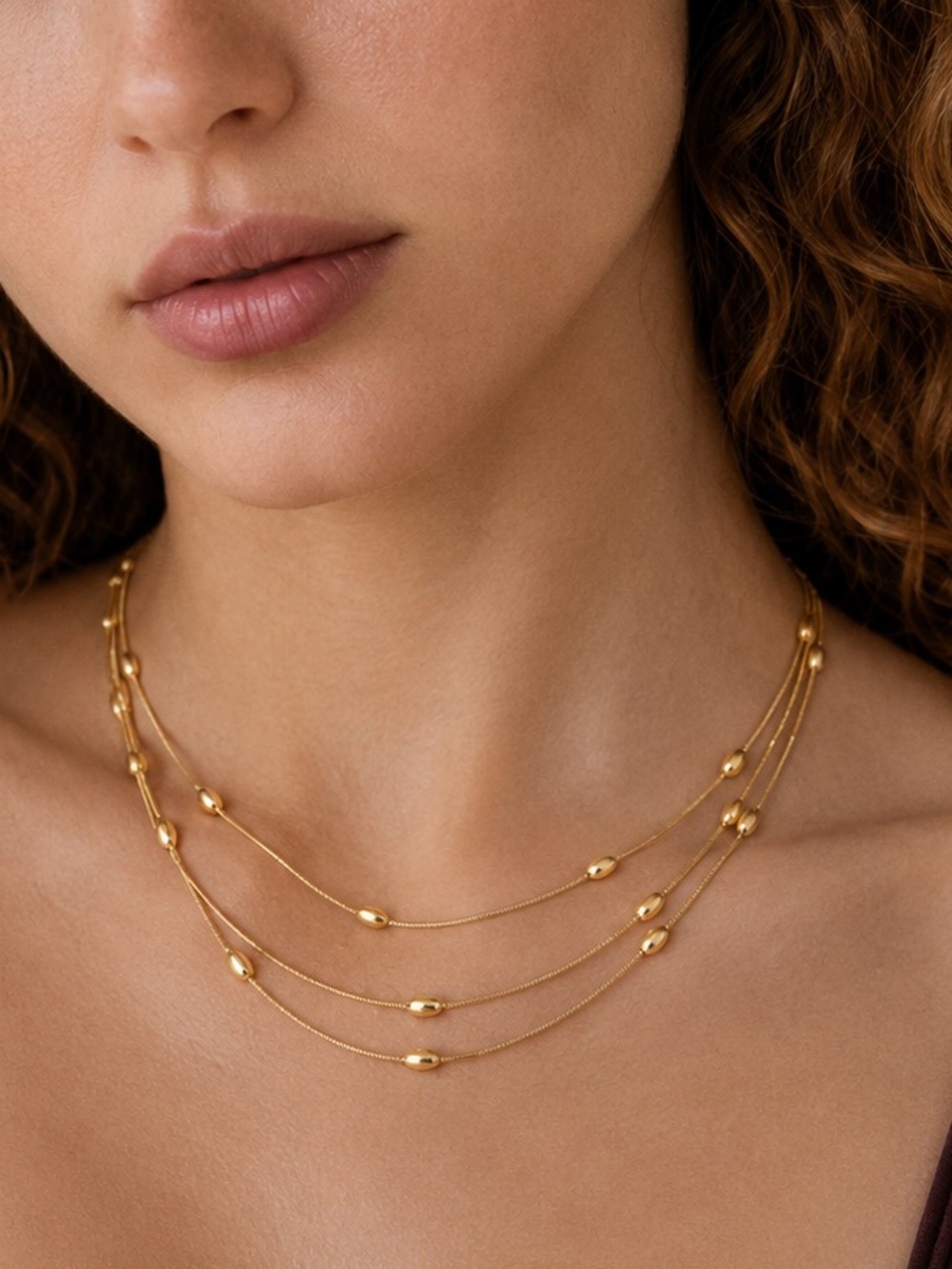 Delicate Gold Multi-Layer Beaded Necklace